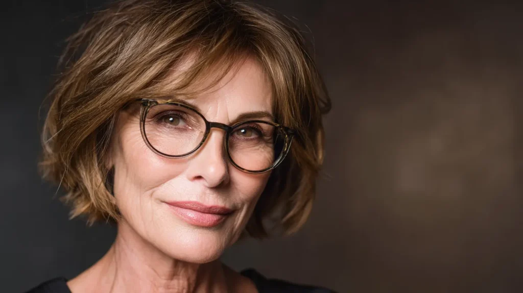 coiffure femme 60 ans lunettes